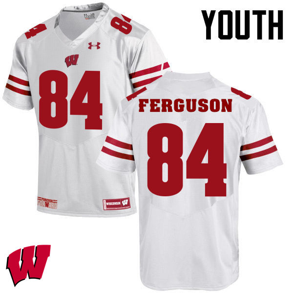 Youth Winsconsin Badgers #84 Jake Ferguson College Football Jerseys-White - Click Image to Close